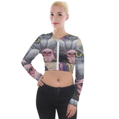 Graffiti Owl Design Long Sleeve Cropped Velvet Jacket by Excel