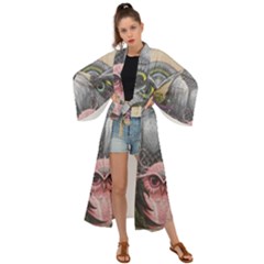 Graffiti Owl Design Maxi Kimono by Excel