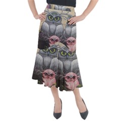 Graffiti Owl Design Midi Mermaid Skirt by Excel