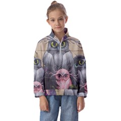 Graffiti Owl Design Kids  Half Zip Hoodie