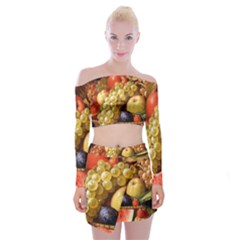 Fruits Off Shoulder Top With Mini Skirt Set by Excel