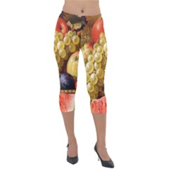 Fruits Lightweight Velour Capri Leggings  by Excel