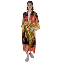 Fruits Maxi Satin Kimono by Excel