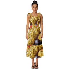 Fruits Tie-strap Tiered Midi Chiffon Dress