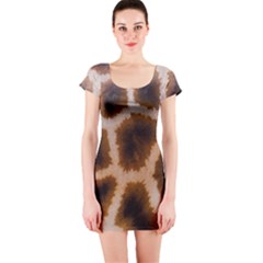 Giraffe Skin Design Short Sleeve Bodycon Dress