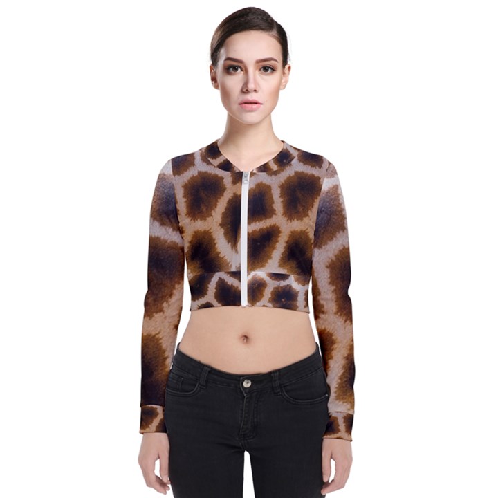 Giraffe Skin Design Long Sleeve Zip Up Bomber Jacket