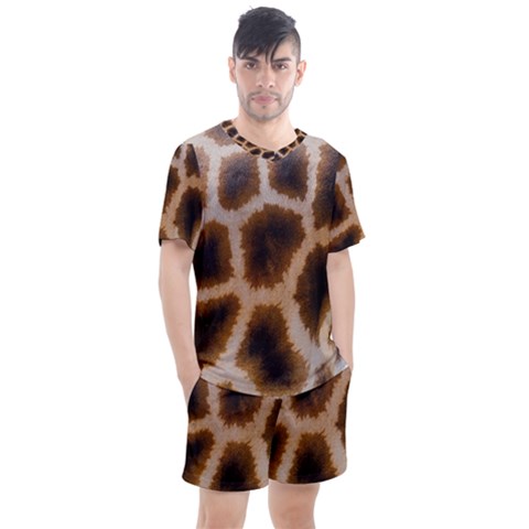 Giraffe Skin Design Men s Mesh Tee And Shorts Set by Excel