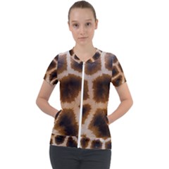 Giraffe Skin Design Short Sleeve Zip Up Jacket by Excel