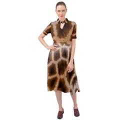 Giraffe Skin Design Keyhole Neckline Chiffon Dress by Excel