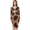 Giraffe Skin Design Long Sleeve V-Neck Bodycon Dress  View1