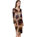 Giraffe Skin Design Long Sleeve V-Neck Bodycon Dress  View3