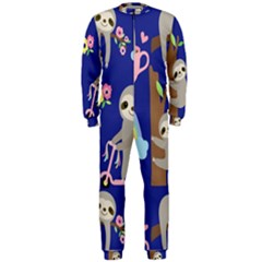 Hand-drawn-cute-sloth-pattern-background Onepiece Jumpsuit (men) by Simbadda