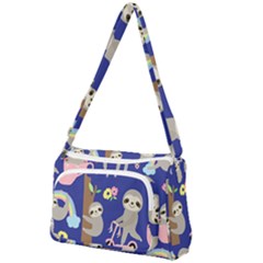 Hand-drawn-cute-sloth-pattern-background Front Pocket Crossbody Bag by Simbadda