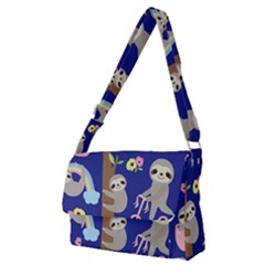 Hand-drawn-cute-sloth-pattern-background Full Print Messenger Bag (m) by Simbadda