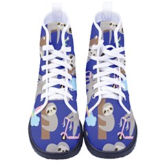 Hand-drawn-cute-sloth-pattern-background Kid s High-top Canvas Sneakers by Simbadda