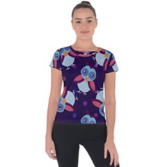 Owl-pattern-background Short Sleeve Sports Top 