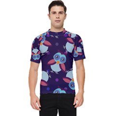 Owl-pattern-background Men s Short Sleeve Rash Guard by Simbadda