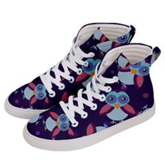 Owl-pattern-background Men s Hi-top Skate Sneakers by Simbadda