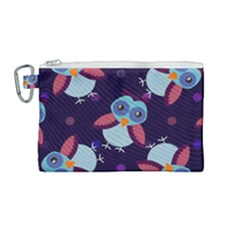 Owl-pattern-background Canvas Cosmetic Bag (medium) by Simbadda