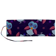 Owl-pattern-background Roll Up Canvas Pencil Holder (m) by Simbadda