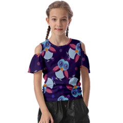 Owl-pattern-background Kids  Butterfly Cutout Tee by Simbadda