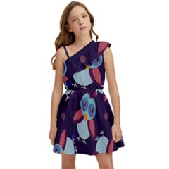 Owl-pattern-background Kids  One Shoulder Party Dress by Simbadda