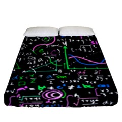 Math-linear-mathematics-education-circle-background Fitted Sheet (queen Size) by Simbadda