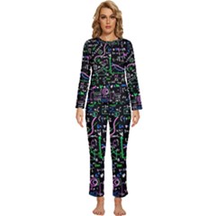 Math-linear-mathematics-education-circle-background Womens  Long Sleeve Lightweight Pajamas Set by Simbadda