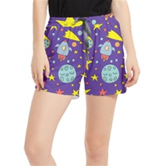 Card-with-lovely-planets Women s Runner Shorts