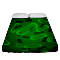 Green-rod-shaped-bacteria Fitted Sheet (queen Size) by Simbadda