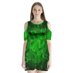 Green-rod-shaped-bacteria Shoulder Cutout Velvet One Piece by Simbadda