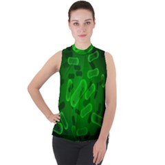 Green-rod-shaped-bacteria Mock Neck Chiffon Sleeveless Top by Simbadda