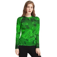 Green-rod-shaped-bacteria Women s Long Sleeve Rash Guard by Simbadda