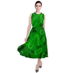 Green-rod-shaped-bacteria Round Neck Boho Dress by Simbadda