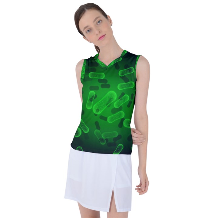 Green-rod-shaped-bacteria Women s Sleeveless Sports Top