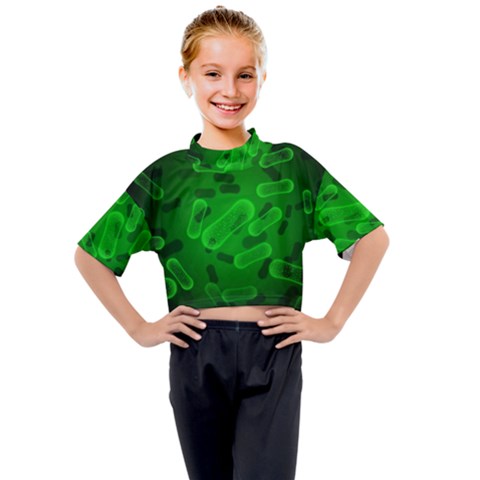 Green-rod-shaped-bacteria Kids Mock Neck Tee by Simbadda