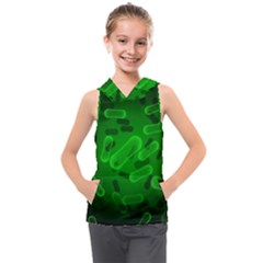 Green-rod-shaped-bacteria Kids  Sleeveless Hoodie by Simbadda