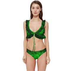 Green-rod-shaped-bacteria Low Cut Ruffle Edge Bikini Set by Simbadda