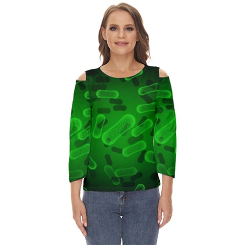 Green-rod-shaped-bacteria Cut Out Wide Sleeve Top by Simbadda