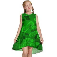 Green-rod-shaped-bacteria Kids  Frill Swing Dress by Simbadda