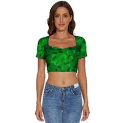 Green-rod-shaped-bacteria Short Sleeve Square Neckline Crop Top  by Simbadda