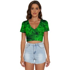 Green-rod-shaped-bacteria V-neck Crop Top by Simbadda