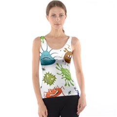 Dangerous-streptococcus-lactobacillus-staphylococcus-others-microbes-cartoon-style-vector-seamless-p Women s Basic Tank Top by Simbadda