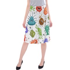 Dangerous-streptococcus-lactobacillus-staphylococcus-others-microbes-cartoon-style-vector-seamless-p Midi Beach Skirt by Simbadda