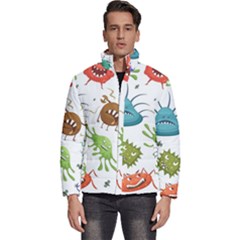 Dangerous-streptococcus-lactobacillus-staphylococcus-others-microbes-cartoon-style-vector-seamless-p Men s Puffer Bubble Jacket Coat by Simbadda