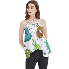 Dangerous-streptococcus-lactobacillus-staphylococcus-others-microbes-cartoon-style-vector-seamless-p Flowy Camisole Tank Top by Simbadda