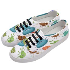 Dangerous-streptococcus-lactobacillus-staphylococcus-others-microbes-cartoon-style-vector-seamless-p Women s Classic Low Top Sneakers by Simbadda