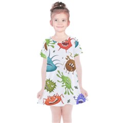 Dangerous-streptococcus-lactobacillus-staphylococcus-others-microbes-cartoon-style-vector-seamless-p Kids  Simple Cotton Dress by Simbadda