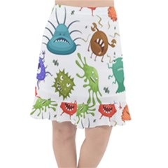 Dangerous-streptococcus-lactobacillus-staphylococcus-others-microbes-cartoon-style-vector-seamless-p Fishtail Chiffon Skirt by Simbadda