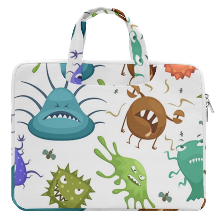 Dangerous-streptococcus-lactobacillus-staphylococcus-others-microbes-cartoon-style-vector-seamless-p MacBook Pro 13  Double Pocket Laptop Bag